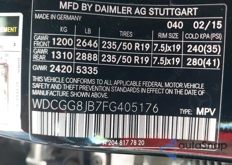 2015 Mercedes-Benz Glk 350 4Matic из США, поврежденный, VIN WDCGG8JB7FG405176